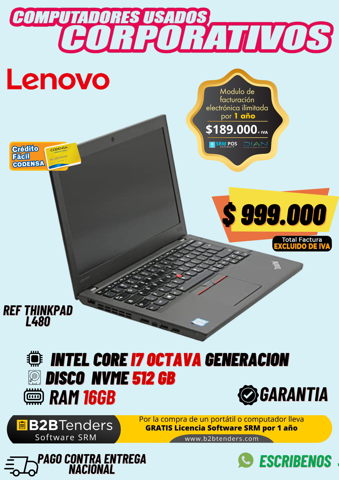 Thinkpad L480 INTEL®CORE™ I7